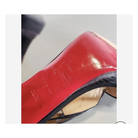 Authentic Pair Of Christian Loubouton Leather 3 Strap Heels - Picture 11 of 13